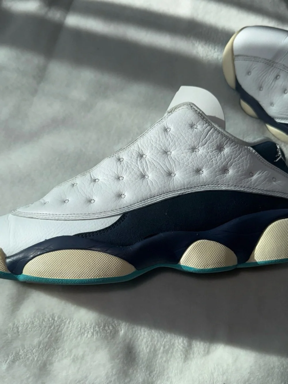 Jordan 13 retro low Men’s Sneakers - White / Navy with Teal Accents